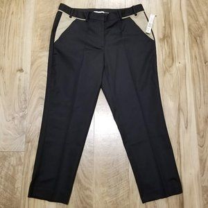 Nwt T Tahari Black Tan Color Block Ankle Pants 12 Womens Quiet Luxury 34.5 x 26